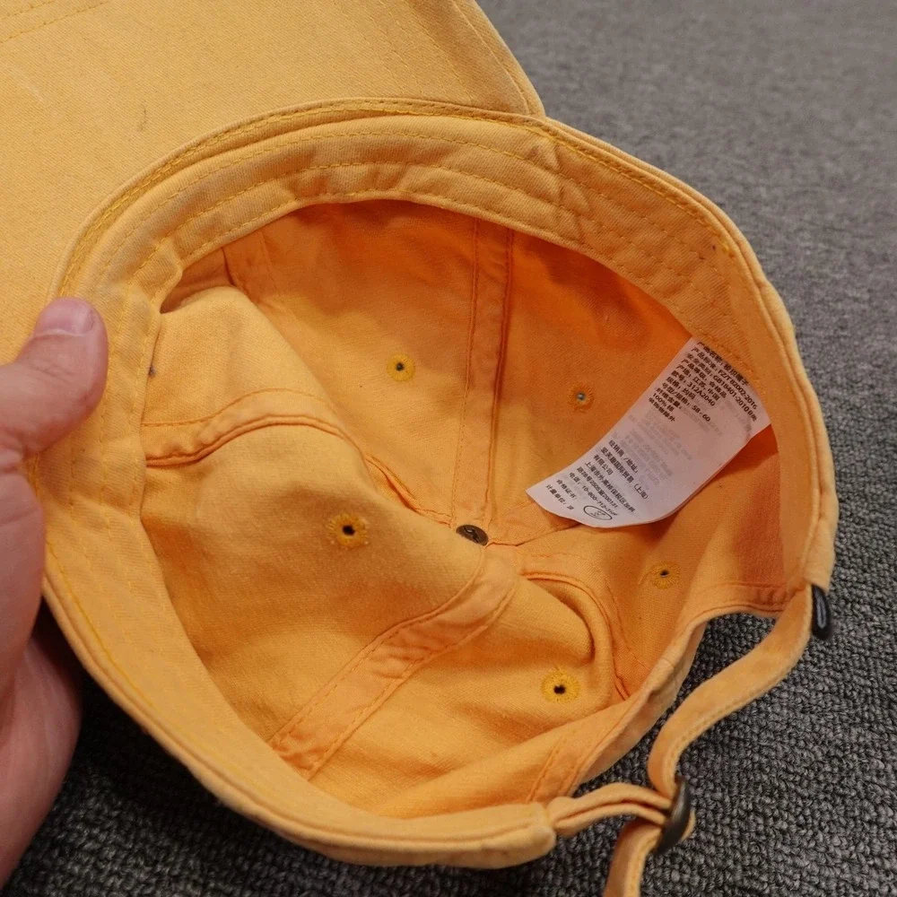 Hollister Hat Cap Strap Back Mens One Size Yellow Twill Baseball Embroidered